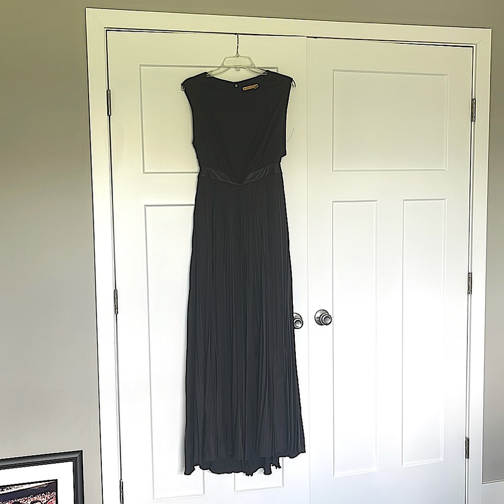 Alice + Olivia gown: silk and leather